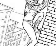 Coloriage Spiderman escalade un mur facile