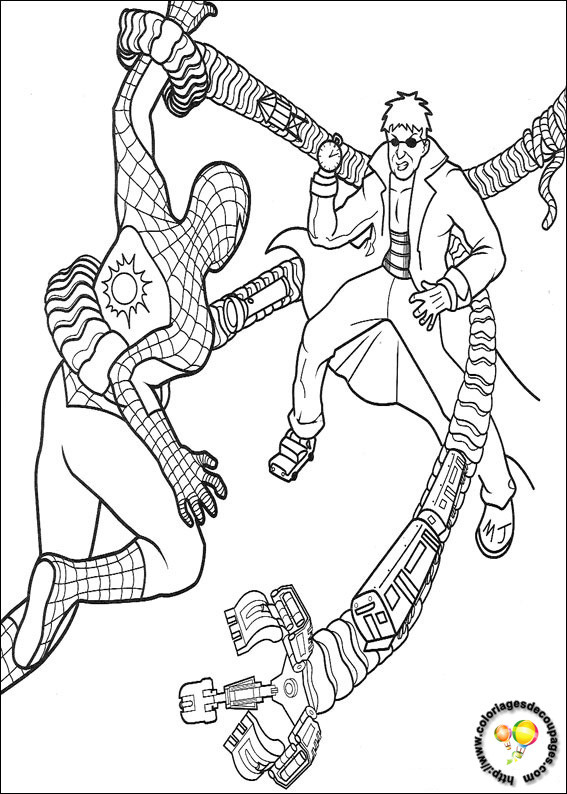 Coloriage et dessins gratuits Spiderman et Docteur Octopus à imprimer