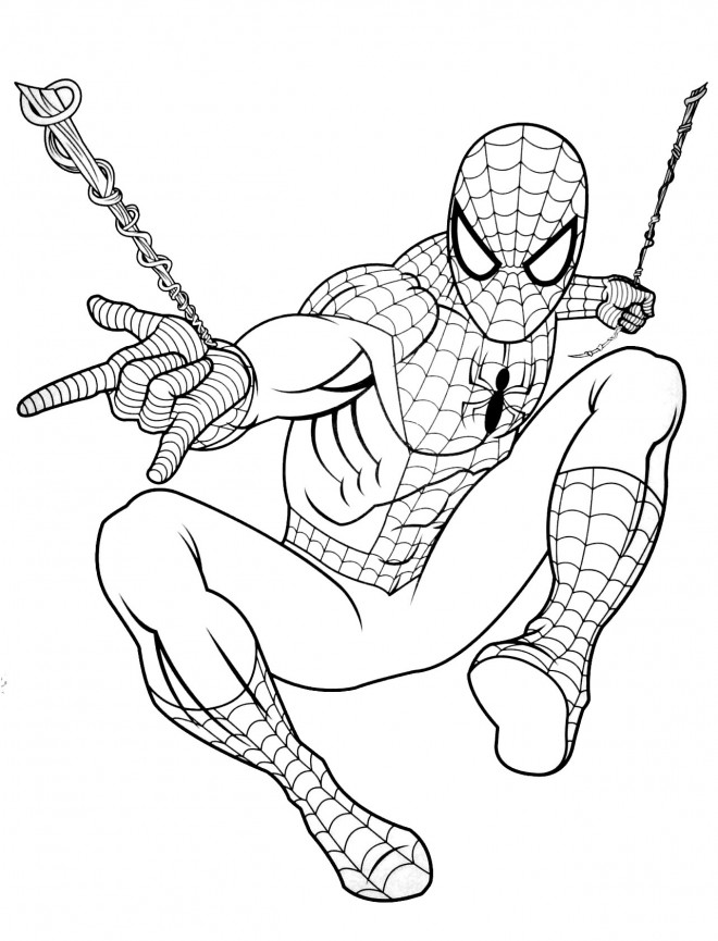 Coloriage et dessins gratuits Spiderman et son arme secret à imprimer