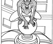 Coloriage et dessins gratuit Spiderman le Toit de la maison à imprimer