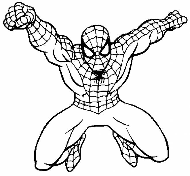 Coloriage et dessins gratuits Spiderman maternelle en action à imprimer