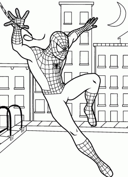 Coloriage et dessins gratuits Spiderman saute à imprimer