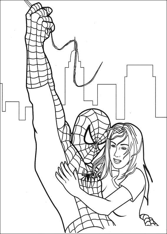 Coloriage et dessins gratuits Spiderman sauve la fille à imprimer