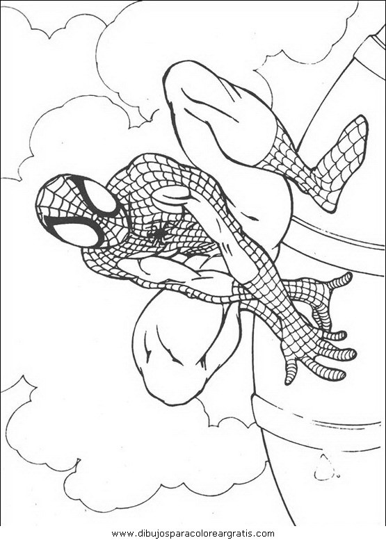 Coloriage et dessins gratuits Spiderman supervise la cité à imprimer