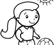 Coloriage Fille soccer sous le soleil