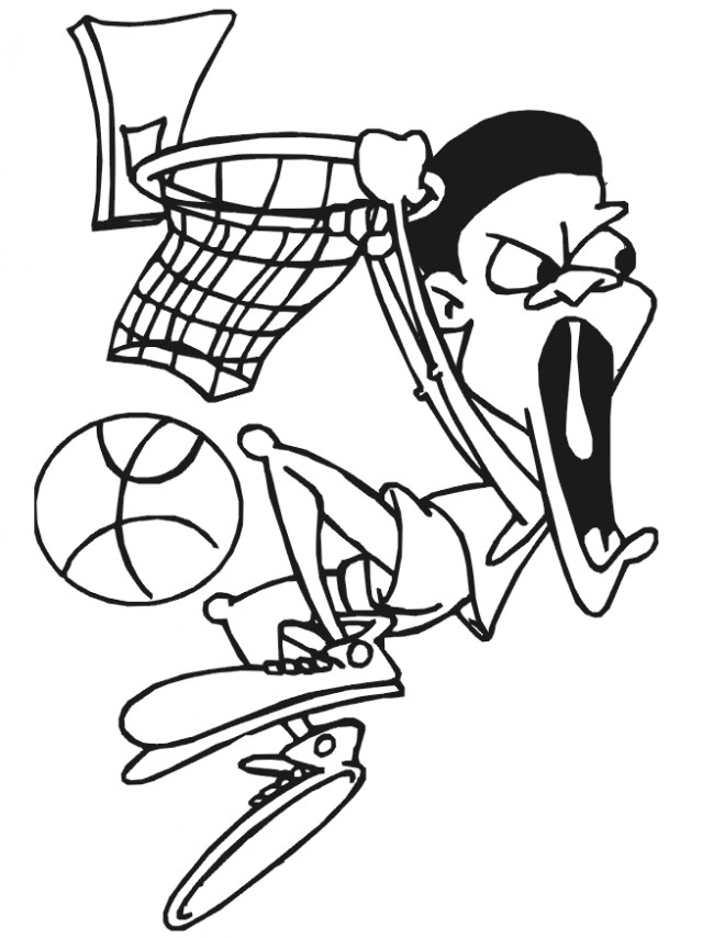 Coloriage Joueur de Basket drôle dessin gratuit à imprimer