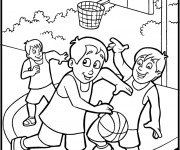 Coloriage Les Enfants jouent au basket