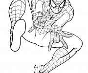 Coloriage Super Héro Spiderman en action