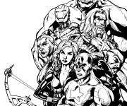Coloriage Super H&eacute;ros Marvel regroup&eacute;s