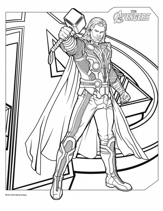 Coloriage Thor dans les Avengers dessin gratuit à imprimer