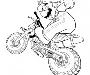 Coloriage et dessins gratuit Mario Bros sur moto de course à imprimer