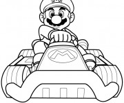 Coloriage Super Mario conduit la Voiture de Karting