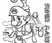 Coloriage Super Mario en noir et blanc