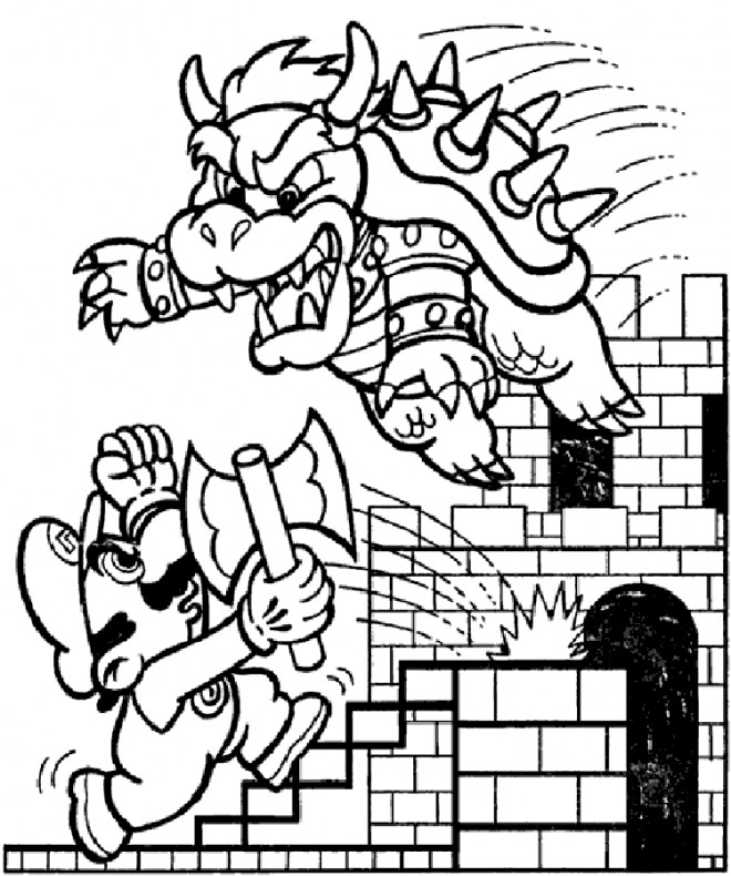 Coloriage Super Mario Et Bowser Magique Dessin Gratuit à