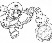 Coloriage Super Mario et Le Ballon de Feu couleur