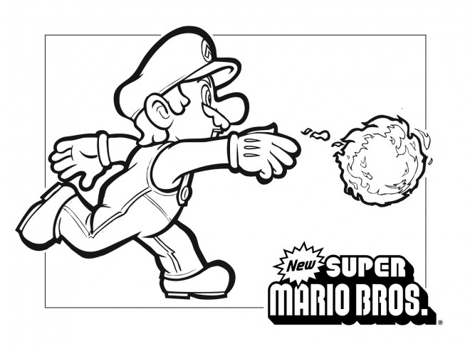 Coloriage et dessins gratuits Super Mario et Le Ballon Feu à imprimer