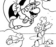 Coloriage Super Mario et sa parachute drôle