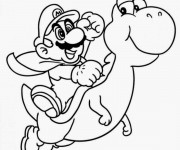 Coloriage Super Mario et Yoshi en vol