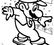 Coloriage Super Mario fait de Skate