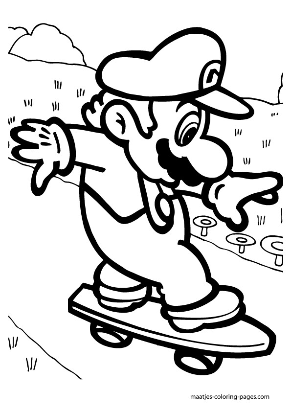 Coloriage et dessins gratuits Super Mario fait de Skate à imprimer