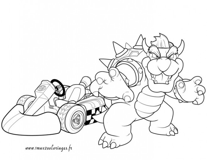 Coloriage et dessins gratuits Super Mario Kart Bowser à imprimer