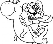 Coloriage Super Mario sur Yoshi à décorer