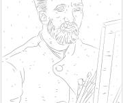 Coloriage Autoportrait de Van Gogh en noir et blanc