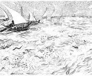 Coloriage Bateaux aux Saintes Maries de Van Gogh