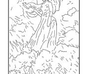 Coloriage Claude Monet, Femme &agrave; l&rsquo;ombrelle tourn&eacute;e vers la gauche