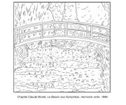 Coloriage Claude Monet, Le bassin aux Nymph&eacute;as harmonie verte