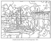 Coloriage Claude Monet, Le pont d&rsquo;Argenteuil