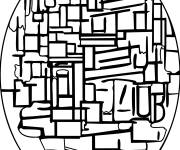 Coloriage Composition avec ovale en plans de couleur II