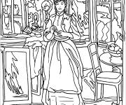 Coloriage Dans la salle &agrave; manger par Berthe Morisot