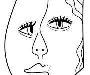 Coloriage Deux visages dans le style de Picasso