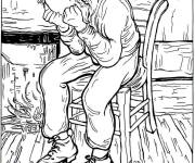 Coloriage Enfant de Van gogh
