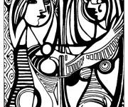 Coloriage Femme au miroir de Picasso