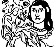 Coloriage et dessins gratuit Femme fleurs par Fernand leger à imprimer