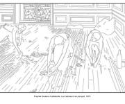Coloriage Gustave Caillebotte, Les raboteurs de parquet