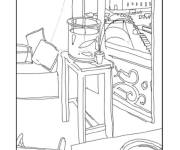 Coloriage Henri Matisse, Int&eacute;rieur bocal de poissons rouges