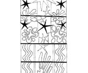 Coloriage Henri Matisse, Maquette pour le vitrail Nuit de No&euml;l