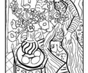 Coloriage Henri Matisse Robe violette et an&eacute;mones