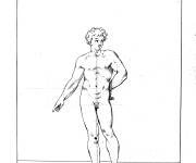 Coloriage Homme nu dessin&eacute; par L&eacute;onard de Vinci