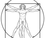 Coloriage L'Homme de Vitruve par L&eacute;onard de Vinci