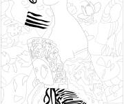Coloriage La dame a l'&eacute;ventail jim par Gustav klimt