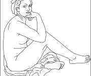 Coloriage La Femme sur l'herbe de Manet