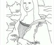 Coloriage La Joconde en noir et blanc
