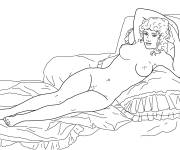 Coloriage La Maja nue de Francisco De Goya