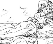 Coloriage La Maja v&ecirc;tue par Francisco De Goya