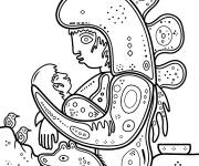 Coloriage La m&egrave;re et l'enfant