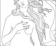 Coloriage La naissance de V&eacute;nus tableau c&eacute;l&egrave;bre